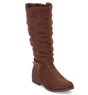 NEW! 7M Pop Chambers Womens Flat Heel Slouch Boots Brown Suedelike